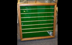 Large Vintage - Well Constructed Wooden Table Top Display Counter with Glass Panels. Divided Into