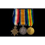 Great War Medal Trio Awarded to 12404 PTE. G. Moutlon Manch. R, with Original Full Length Ribbons.