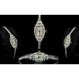Hamilton Watch Co Art Deco Superb Quality Mechanical 14ct White Gold and Diamond Set Cocktail Watch.