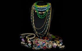 A Mixed Quantity of Vintage Costume Jewellery a varied collection to include 1950's paste set