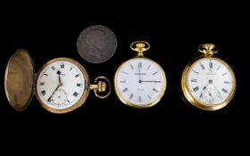 A Small Collection of Gold Plated Pocket Watches ( 3 ) In Total.