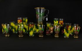 A Collection Retro Glassware A large collection of 28 items to include large gilt and apple design