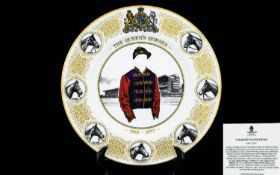 Wedgwood Cabinet Plate 'The Queens Horses 1952 -1977' The Queens Silver Jubilee, Commissioned by