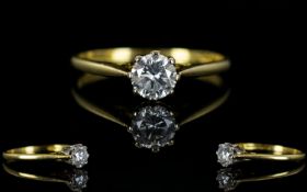 18ct Gold Single Stone Diamond Ring. Ful