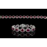 Ruby and Natural White Zircon Line Brace