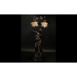 Large Figural Bronzed Effect Table Lamp,