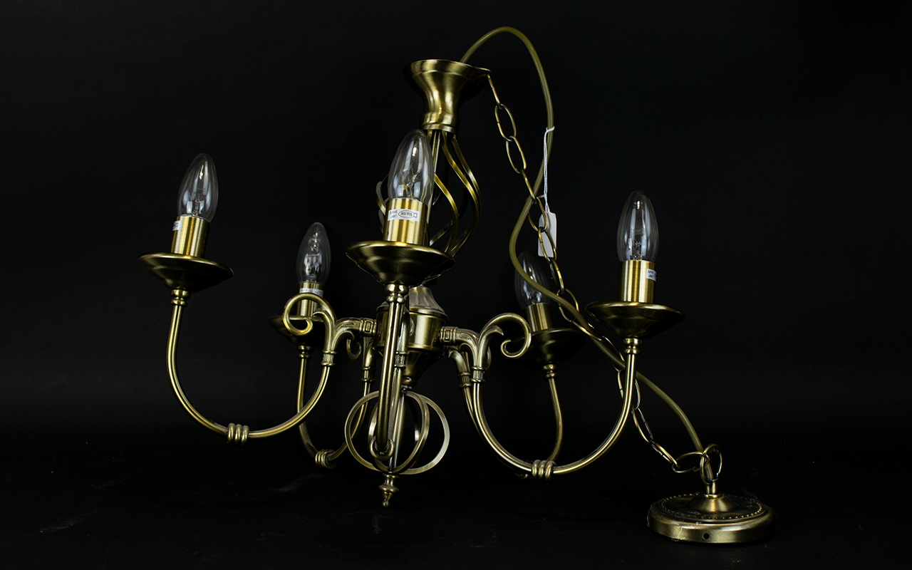 Five Branch Chandelier in a bronzed matt - Image 2 of 2