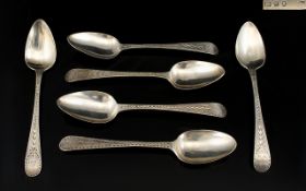 George III Set of Six Silver Teaspoons.