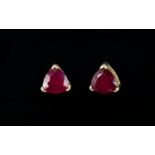 Ruby Trillion Stud Earrings, 5cts of ric