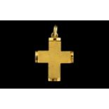 18ct Brushed Gold Cross. Marked 18ct. A