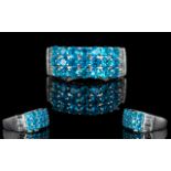 Neon Apatite and White Topaz Band Ring,