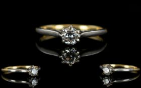 18ct Gold and Platinum Single Stone Diam