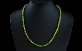 Peridot Rondelle Bead Necklace, over 100