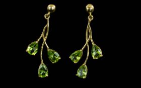 Pair of Peridot Drop Earrings, each ear