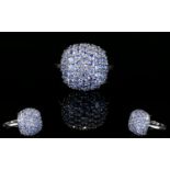 Tanzanite Cluster Ring, a square cushion