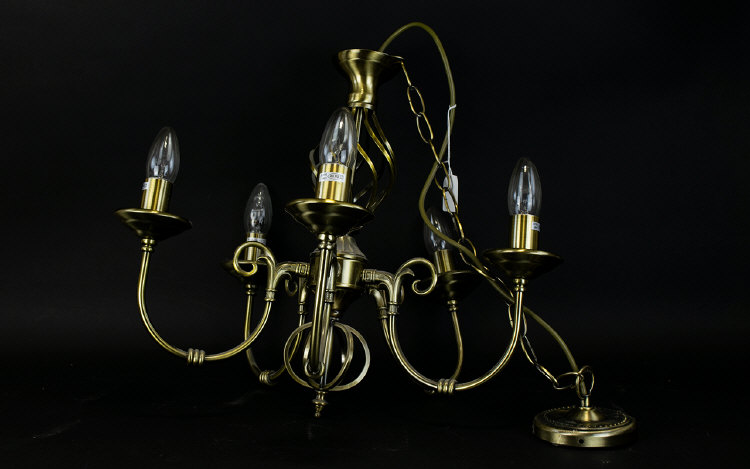 Five Branch Chandelier in a bronzed matt