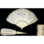 Antique Oriental Bone And Feather Fan Ci