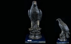 A Vintage Bronzed Plaster Figure In The Form Of An American Eagle Raised on circular base attached