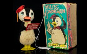 Japanese Musical Penguin In Original Box Clock Work Toy By NGT