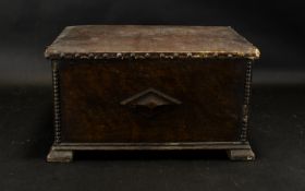 Bible Box With Leather Studded Top. Made Of Oak With Velvet Lined Bottom. Height 9 Inches. Length