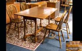 Cottage Style Extending Oak Dining Table Hinged fold over top with single frieze drawer,