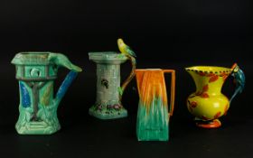 Wade Heath 1930's Collection of Hand Painted Ceramic Vases ( 4 ) In Total.