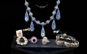 A Small Collection Of Costume Jewellery Eight items in total to include Persian style silver and