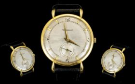 Jaeger - LeCoultre Gentlemans 18ct Gold Wristwatch Silver dial with Arabic and baton numerals to