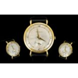 Jaeger - LeCoultre Gentlemans 18ct Gold Wristwatch Silver dial with Arabic and baton numerals to