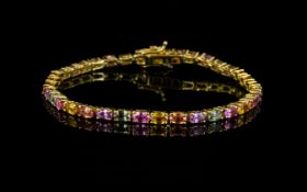 Multicolour Sapphire Tennis Bracelet, the 'fancy' colours of sapphire, pink, purple, orange,