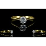 18ct Gold Single Stone Diamond Ring. Fully Hallmarked for 750 - 18ct. Good Clarity and Colour. Est