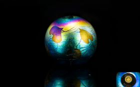 John Ditchfield Glasform Early Signed Studio Art Iridescent Glass Paperweight circa 1970's etched