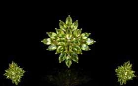 Peridot Starburst Cluster Statement Ring,