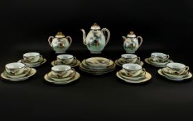 Japanese Eggshell Tea and Coffee Set Thirty Two pieces in total to include teapot, cups, saucers,