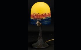 Fer Forge Style Art Reproduction Art Nouveau Table Lamp In the form of a toadstool with cast