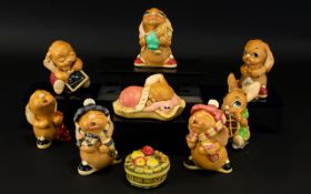 Collection of Pendelfin Ceramic Figures. Includes Various Rabbit Figures.