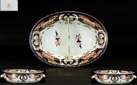 Derby - Early 19th Century Twin Handle Two Part Serving Dish, Kings Pattern. c.1810 - 1820.