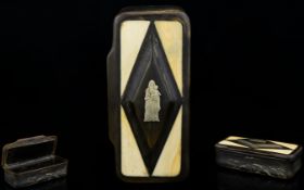 George III - Fine Quality Horn and Ivory / Bone Hinged Rectangular Shaped Snuff Box.