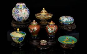 A Collection Of Twentieth Century Oriental Cloisonne Items Eight in total,
