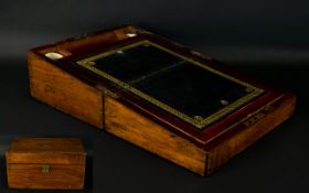 Edwardian Period Mahogany Hinged Stationary / Writing Slope with Fitted Interior and Accessories,