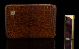 A 1950's Crocodile Skin Wallet/Cigarette Case By Asprey Of London Exotic skin hardcase with push