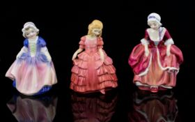 Royal Doulton Collection of Small Hand Painted Porcelain Figures ( 3 ) In Total. Comprises 1/ Rose.