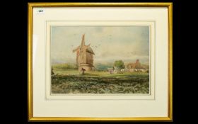 Circle of David Cox Snr RWS ( 1783 - 1859 ) The Old Mill - Watercolour. 11.1/4 x 16.5 Inches.