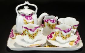 Blackpool Interest Late 19th Century Miniature Tea For Two Set Comprising tray,