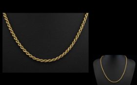 9ct Gold Rope Twist Chain fully hallmarked for 9ct. Please see photo. 45cms - 18 inches in length.