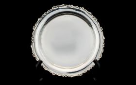 Edwardian Period Small Silver Salver Of cylindrical form with embossed scrolling edge.