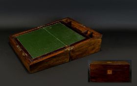 A Late 19th/Early 20th Writing Box Portable wooden correspondence box with square inlaid section to