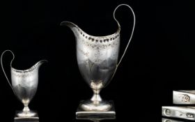 George II Helmet Shaped SIlver Cream Jug with Scroll Handle. c.1780 - 1800.