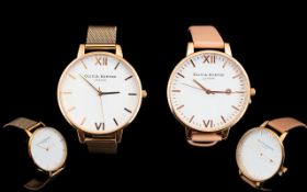 Olivia Burton London Two Rose Gold Tone Contemporary Fashion Watches Each in as new,