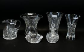 A Collection Of Cut Glass To include three vases, ashtray,